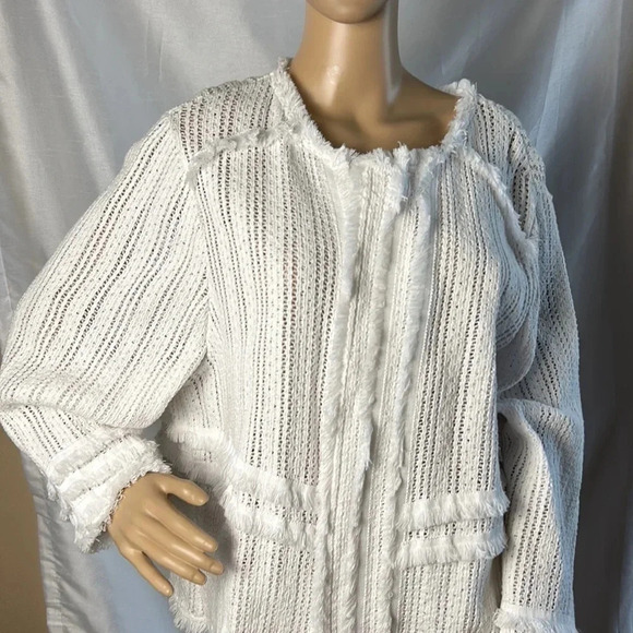 NIC & Zoe playful Jacket XXL,fray,fringes,white Boxy,cotton,cottagecore EC - Picture 3 of 14